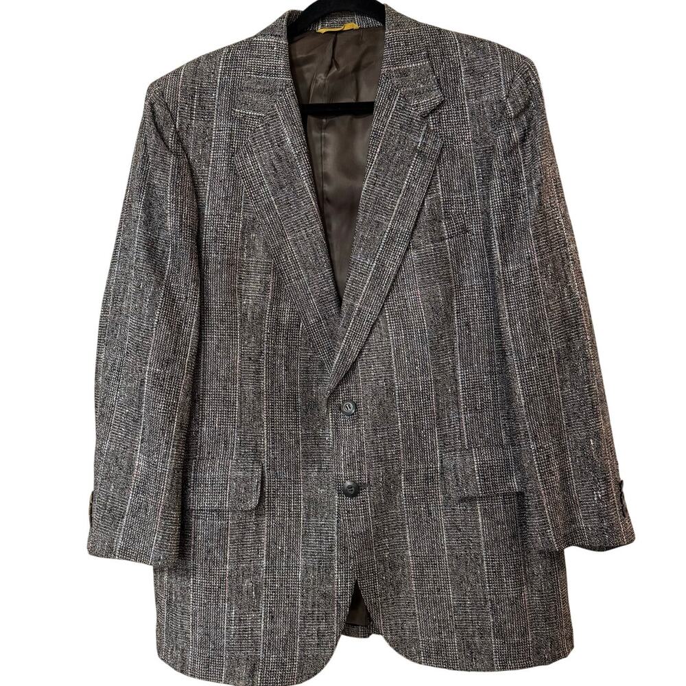 1990s Kuppenheimer Mens Sport Coat Size 44" Gray Pink Blue Single Breasted READ